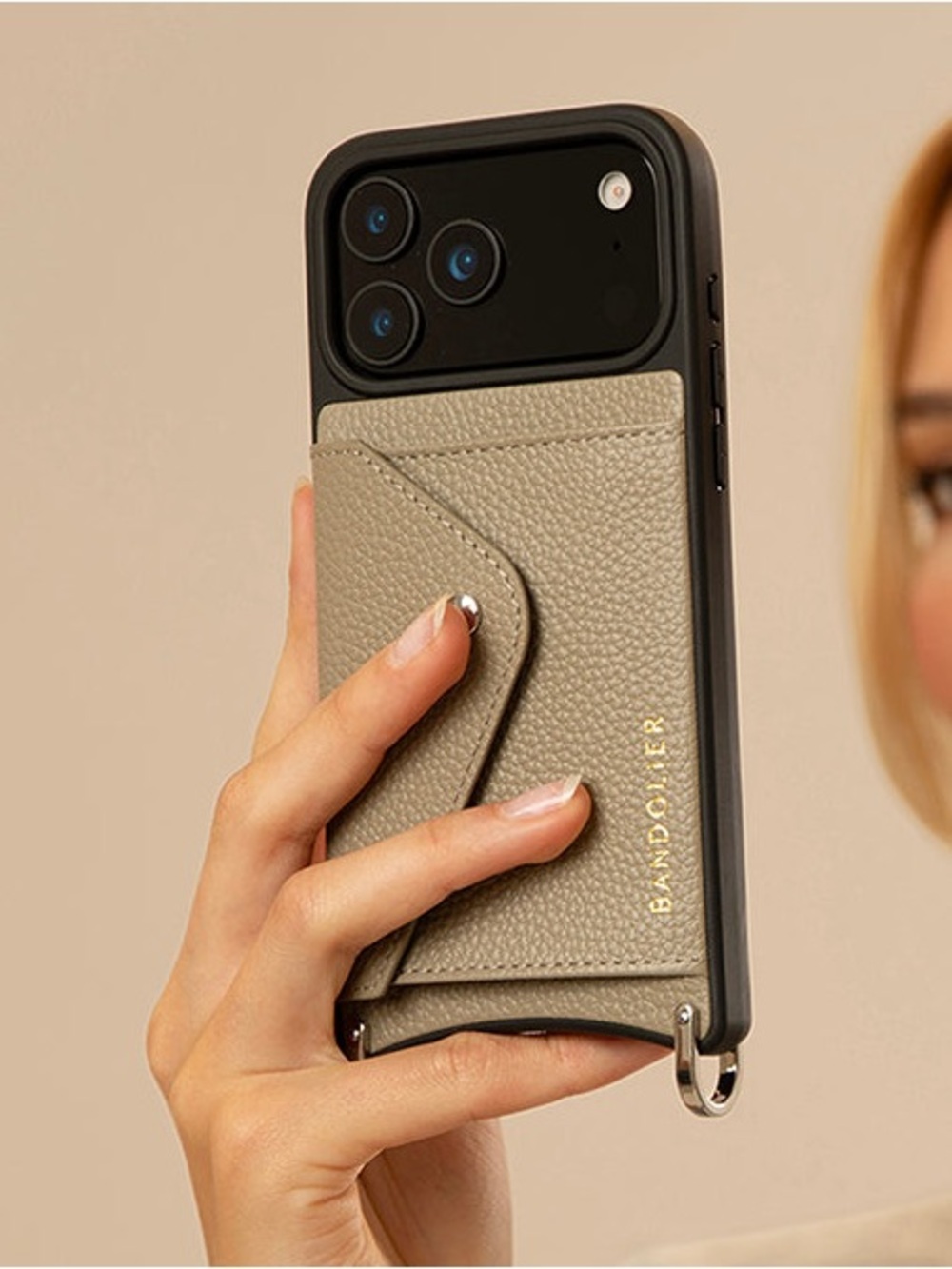 Bandolier Hailey side Slot Taupe Mini Crossbody Phone Case iPhone 13 ProMax